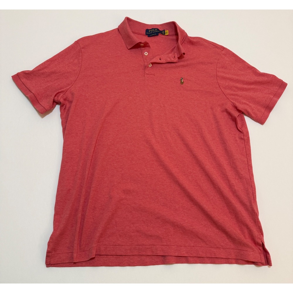 Polo Ralph Lauren Mens Classic Fit Short Sleeve Polo Shirt Red Heather Large
